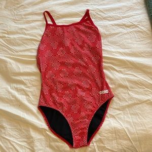 Arena women’s size 36 bathing suit, red, white and black almost new